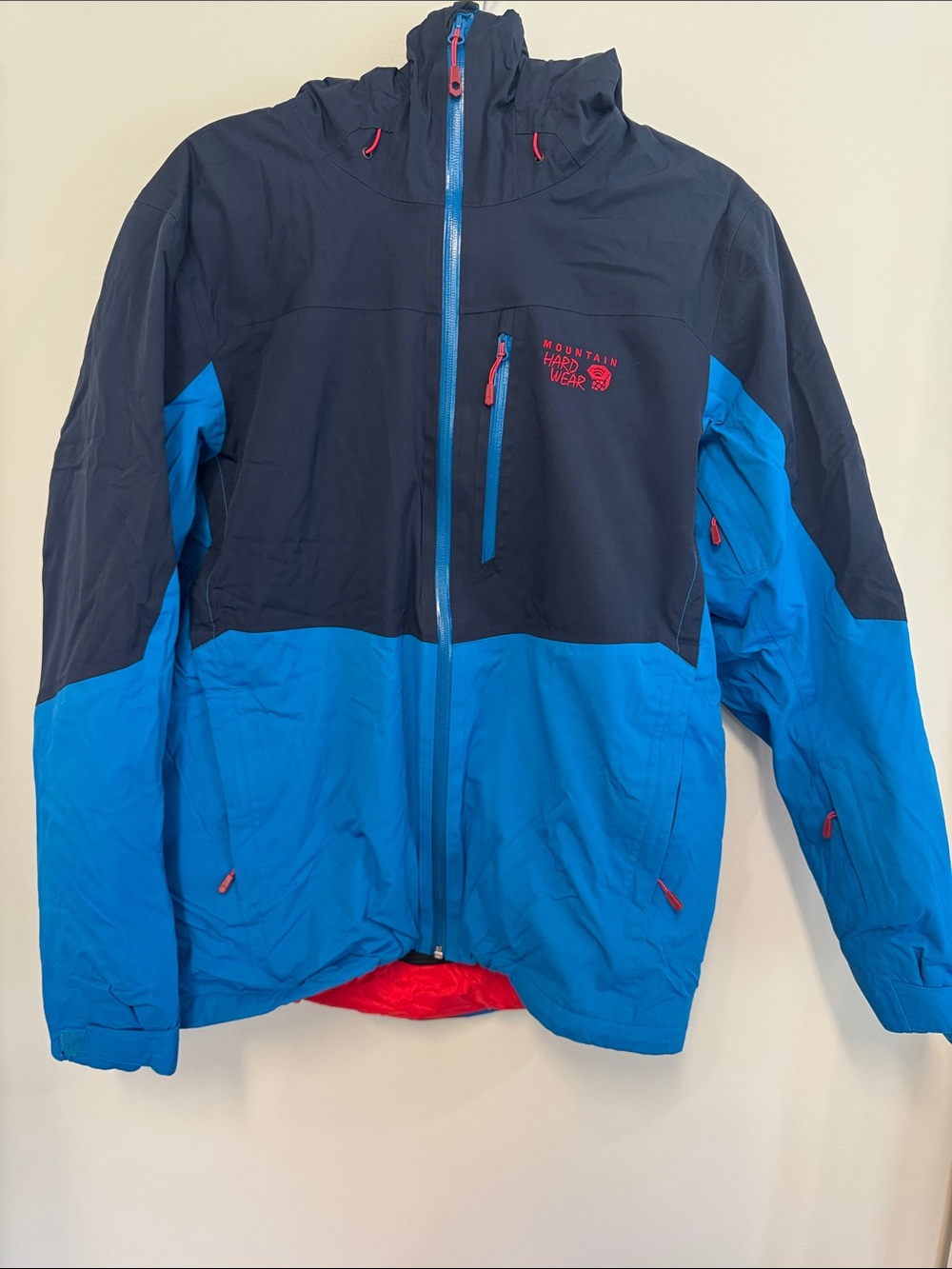 MOUNTAIN HARDWARE SKI COAT Two-Tone Blue Hooded Outdoor Jacket